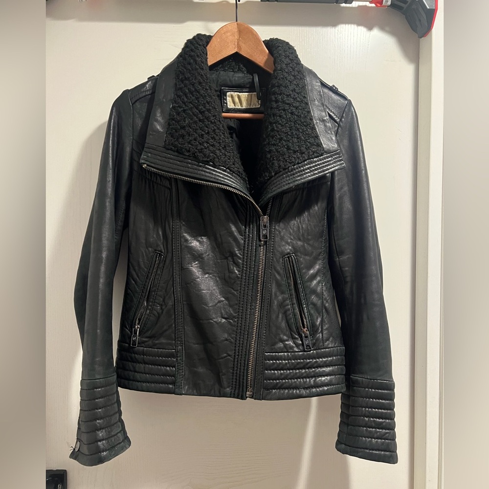 MICHAEL Michael Kors Black Quilted Leather Jacket Medium